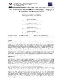 The Problem of Gender and Sensitive Use of the Language in Kazakhstan: the Case of German