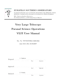 Very Large Telescope Paranal Science Operations VLTI User Manual