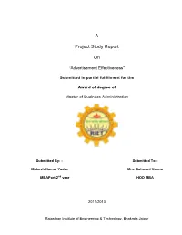 A Project Study Report On