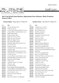 Dot Com Retail Giant Returns, Department Store Returns, Music Promoter Items & More