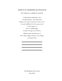 Topics in Statistical Finance