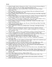 Books: 1. Parshad, Jagdish, Medieval Monuments in India: a Historical and Architectural Study in Haryana, 1206 A.D.-1707 A.D