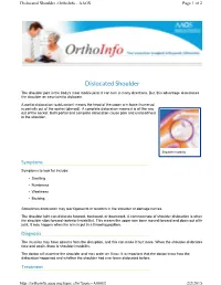 Dislocated Shoulder -Orthoinfo - AAOS Page 1 of 2