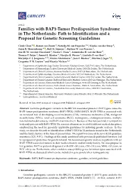 Families with BAP1-Tumor Predisposition Syndrome in the Netherlands: Path to Identiﬁcation and a Proposal for Genetic Screening Guidelines