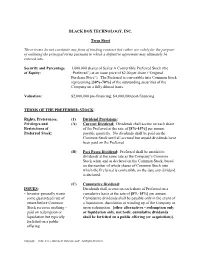 FIN501-10-S3A-VC Term Sheet