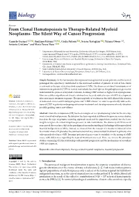 From Clonal Hematopoiesis to Therapy-Related Myeloid Neoplasms: the Silent Way of Cancer Progression