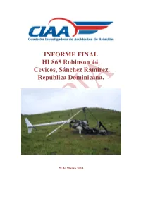 INFORME FINAL HI 865 Robinson 44, Cevicos, Sánchez Ramírez, República Dominicana