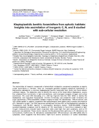 Kleptoplastidic Benthic Foraminifera from Aphotic Habitats: Insights Into Assimilation of Inorganic C, N, and S Studied with Sub-Cellular Resolution
