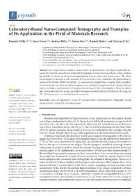 Laboratory-Based Nano-Computed Tomography and Examples of Its Application in the Field of Materials Research