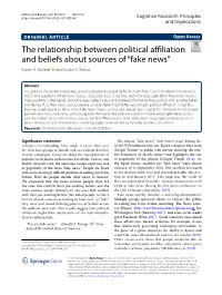 The Relationship Between Political Affiliation and Beliefs About Sources