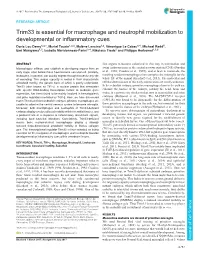 Trim33 Is Essential for Macrophage and Neutrophil Mobilization To