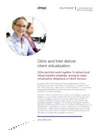 Citrix and Intel Deliver Client Virtualization