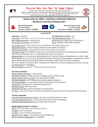 Day of Game Sheet