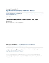 Foreign-Language Comedy Production in the Third Reich