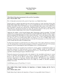 Issue Based Database December, 2014 Ministry Of