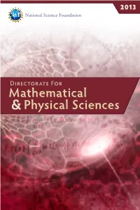 NSF Directorate for Mathematical & Physical Sciences 2013 Programs