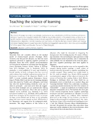 Teaching the Science of Learning Yana Weinstein1* , Christopher R