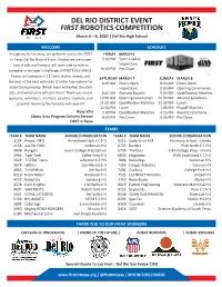 Del Rio District Event First Robotics Competition …………………………………………………………………………………………………………………………………………………………………………………………………………………………………………………………………………………………………