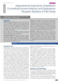 Hyponatremia Induced by Angiotensin Converting Enzyme Inhibitors and Angiotensin