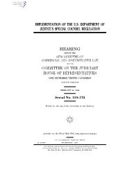 Implementation of the U.S. Department of Justice's
