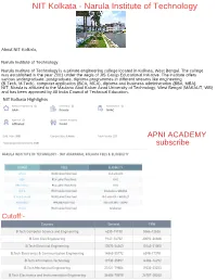 NIT Kolkata - Narula Institute of Technology