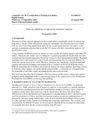 Note on Definition of Regions for Statistical Analysis