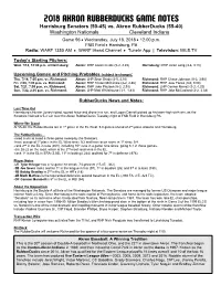 Rubberducks Game Notes 071818