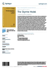 The Skyrme Model Fundamentals Methods Applications