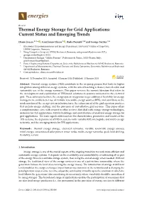 Thermal Energy Storage for Grid Applications: Current Status and Emerging Trends