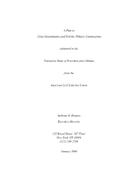 A Plan to Close Guantánamo and End the Military Commissions Submitted to the Transition Team of President-Elect Obama From