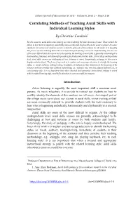 Correlating Methods of Teaching Aural Skills with Individual Learning Styles