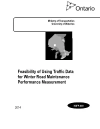 Feasibility of Using Traffic Data for Winter Road Maintenance Performance Measurement