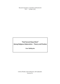 “God Cannot Keep Silent” Strong Religious-Nationalism– Theory and Practice