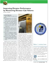 Improving Elevator Performance by Monitoring Elevator Cab Volume by James O’Laughlin