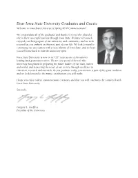 Dear Iowa State University Graduates and Guests: Welcome to Iowa State University’S Spring 2010 Commencement!