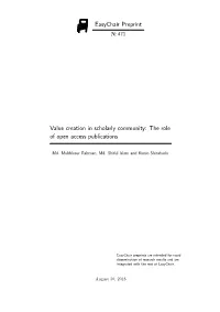 Easychair Preprint Value Creation in Scholarly Community