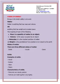 Forms of Energy