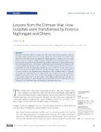 Lessons from the Crimean War: How Hospitals Were Transformed by Florence Nightingale and Others