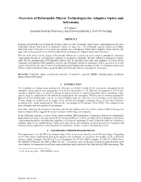 Overview of Deformable Mirror Technologies for Adaptive Optics and Astronomy