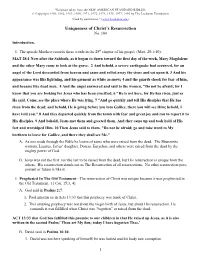 Uniqueness of Christ's Resurrection