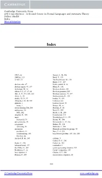 A Second Course in Formal Languages and Automata Theory Jeffrey Shallit Index More Information