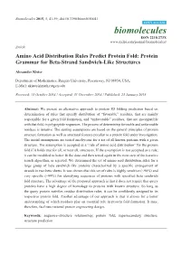 Amino Acid Distribution Rules Predict Protein Fold: Protein Grammar for Beta-Strand Sandwich-Like Structures