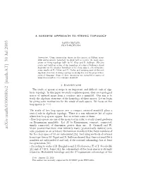 Arxiv:Math/0306080V2 [Math.AT] 30 Jul 2003 Relo Pcsaeoeo H Anto Nodrt Td Clo Study to Let Order in Tool Them: Manifolds