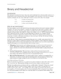 Binary and Hexadecimal