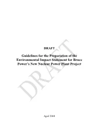 Guidelines for the Preparation of the Environmental Impact Statement for Bruce Power’S New Nuclear Power Plant Project