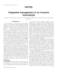 NOTES Integrated Management of an Invasive Macrophyte