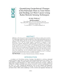 Quantifying Geotechnical Changes in the Rafsanjan Plain in Time Series and Finding out Their Causes Using Radar Remote Sensing Techniques