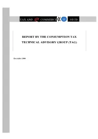 Report by the Consumption Tax Technical Advisory Group (Tag)