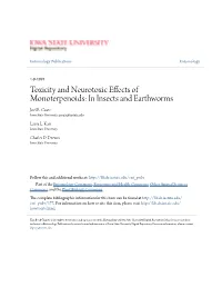 Toxicity and Neurotoxic Effects of Monoterpenoids: in Insects and Earthworms Joel R
