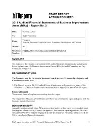 2014 Audited Financial Statements of Business Improvement Areas (Bias) – Report No